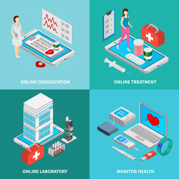 Mobiele geneeskunde Concept Icons Set - Vector, afbeelding