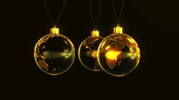 Boże Narodzenie ball kształcie kuli ziemskiej - Materiał filmowy, wideo