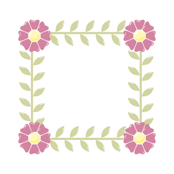 floral frame flowers decoration - Διάνυσμα, εικόνα