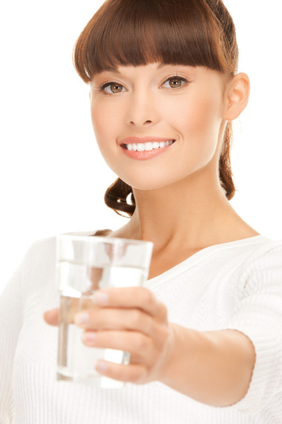 Young smiling woman with glass of water - Zdjęcie, obraz