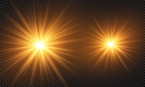 Ilustração vetorial de raios de luz flare abstratos. Um conjunto de estrelas, luz e brilho, raios e brilho. Efeito de luz brilhante. Ilustração vetorial. Natal flash Conceito. - Vetor, Imagem