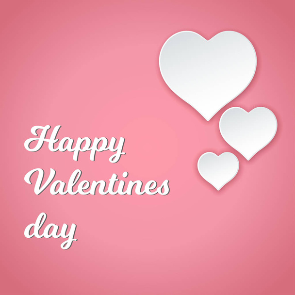 Happy Valentines day. Romantic postcard with paper hearts - Vector, Image