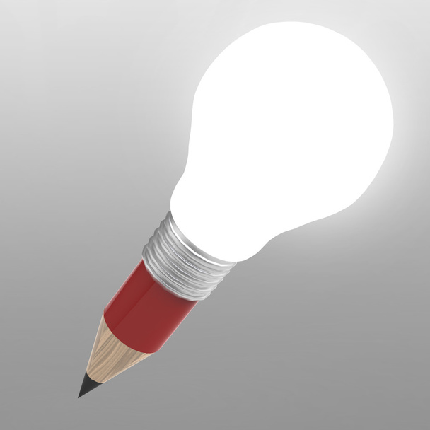 blank 3d creative pencil lightbulb as concept creative - Photo, Image