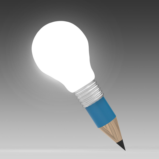 blank 3d creative pencil lightbulb as concept creative - Photo, Image