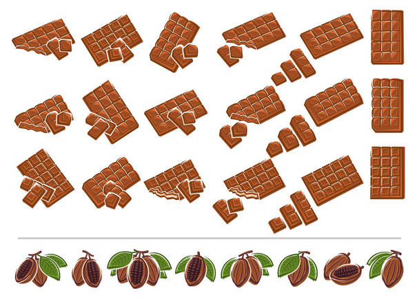 Çikolata, kakao ayarlayın. Öğeler ve simgeler koleksiyonu. Vektör - Vektör, Görsel