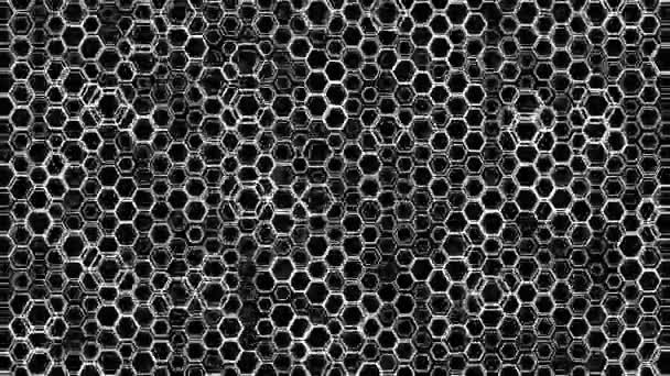 Απρόσκοπτη μοτίβο από εξάγωνα. Γεωμετρική ταπετσαρία. Αφηρημένο μαύρο και άσπρο εξάγωνα κίνηση βίντεο - Πλάνα, βίντεο