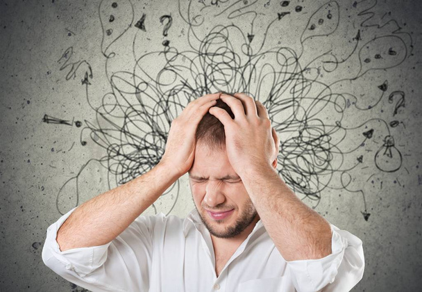 Adhd, stress and anxiety, adult man in mess - Photo, image