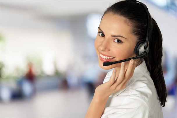 Woman Call Center operator isolated on background   - Foto, immagini