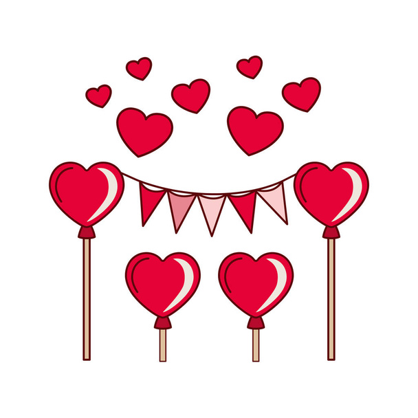 guirlanda festa com corações balões ícone isolado
 - Vetor, Imagem