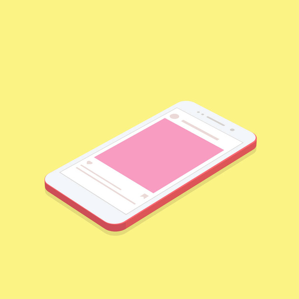 isometric concept smartphone with social network application background. - Wektor, obraz
