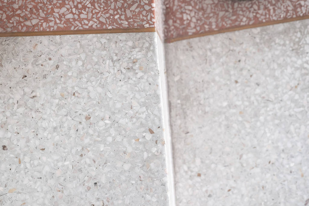 Stairs Terrazzo polished stone walkway and floor, pattern and color surface marble and granite stone, material for decoration background texture, interior design. selective focus shallow DOF. - 写真・画像