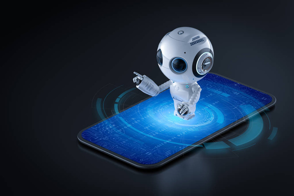 Artificial intelligence on mobile concept with 3d rendering robot on mobile phone - Photo, Image