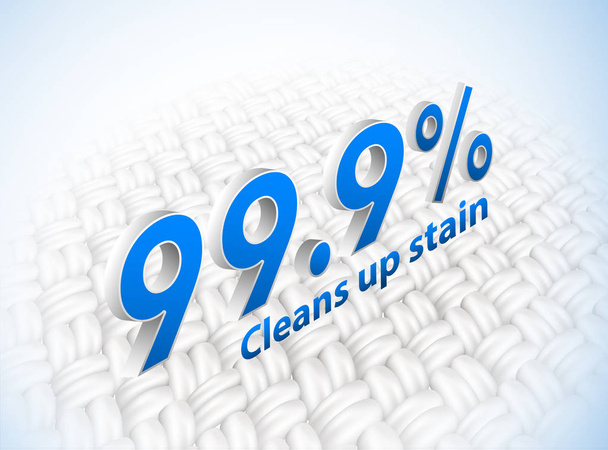 Kumaştaki kiri temizlemek demek. Genişletilmiş Kumaş Göstermek temiz beyaz. %99.9'u kir ve mikropların temizlenmesiyle. Vektör gerçekçi dosya. - Vektör, Görsel