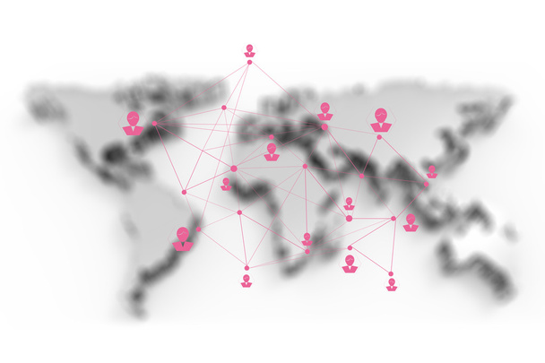 social network umano 3d sulla mappa del mondo
 - Foto, immagini