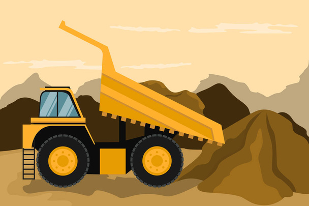Mijnbouw vrachtwagen doet bouw en mijnbouw. Zware machines - Vector, afbeelding