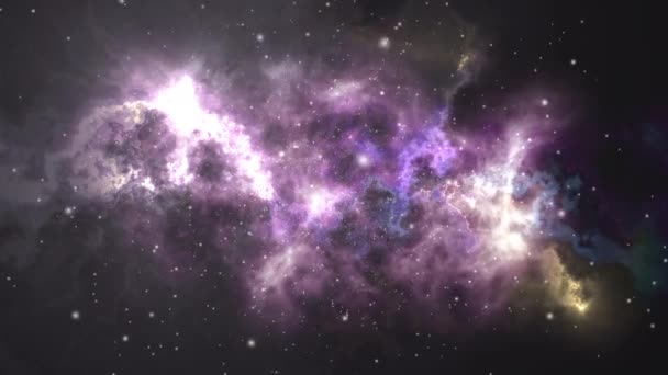 Volando a través de brillantes nebulosas y estrellas
 - Metraje, vídeo