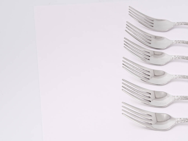 Cutlery set with Fork, Knife and Spoon isolated - Photo, Image