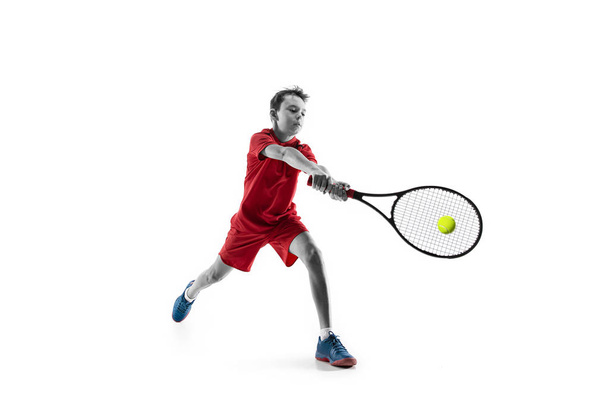 Young tennis player isolated on white - Foto, Imagem