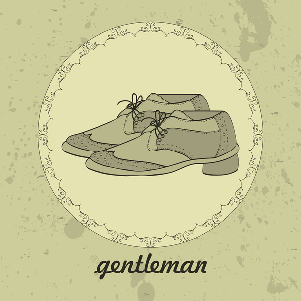 Gentleman's shoes vintage card design - Vector, Image
