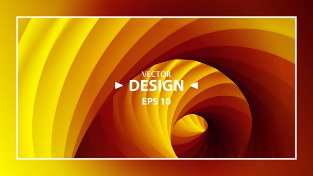 Yellow abstract futuristic spiral background. Modern geometric gradient backdrop. Creative cover design, eps10 vector illustration - Vector, Image