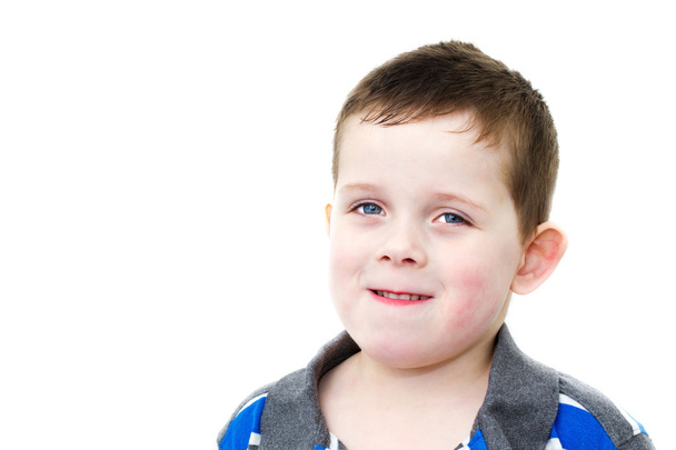 smiling happy little boy with brown hair - Фото, зображення