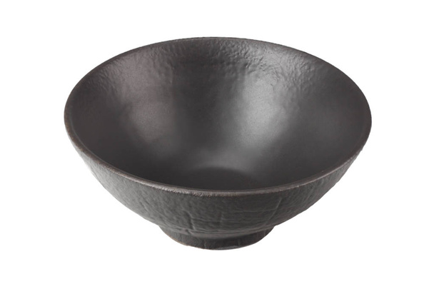 empty black round bowl isolated on a white background - Zdjęcie, obraz