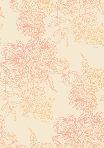Floral seamless pattern. Hand drawn illustration. - Vector, afbeelding