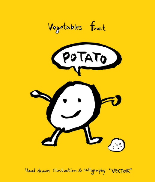 Hand drawn food ingredients - vegetable and fruit illustrations - vector - Vektör, Görsel