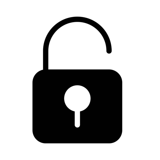 Access lock open, simple black line illustration on white background - Vector, Image