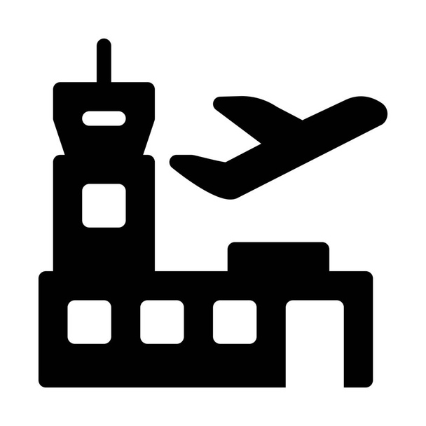 City Airport jelzőtábla ikon elszigetelt fehér  - Vektor, kép