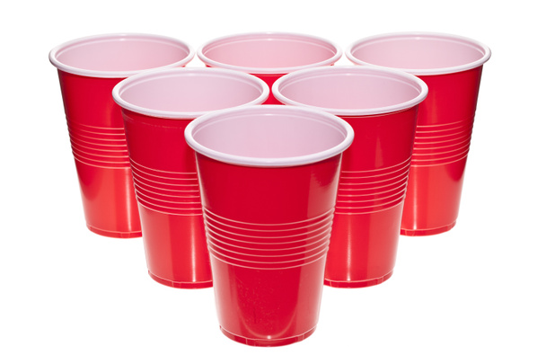 a stack of red plastic cups - Photo, Image