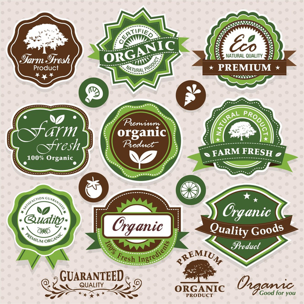 Collection of eco and bio labels, badges and icons - Vector, afbeelding