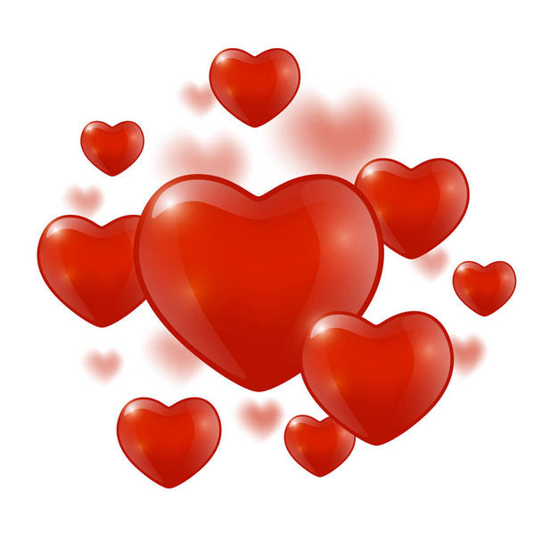 Glossy hearts on white background for Your Valentines day design - Vector, Image