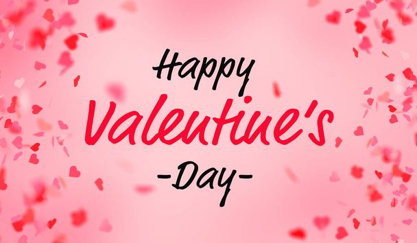 Valentine day with falling red pink heart background - Foto, imagen
