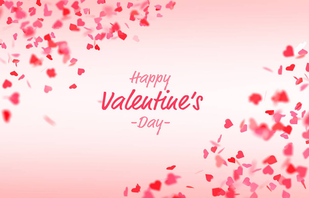 Valentine day with falling red pink heart background - Foto, afbeelding