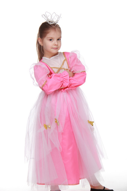 Cute little girl posing in nice pink dress - Foto, Imagen