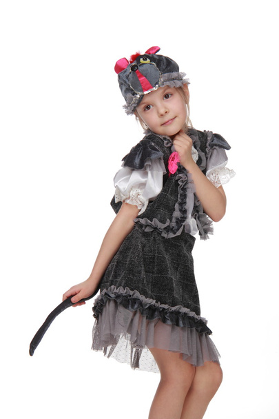 Cute little girl dressed as a mouse - Fotoğraf, Görsel