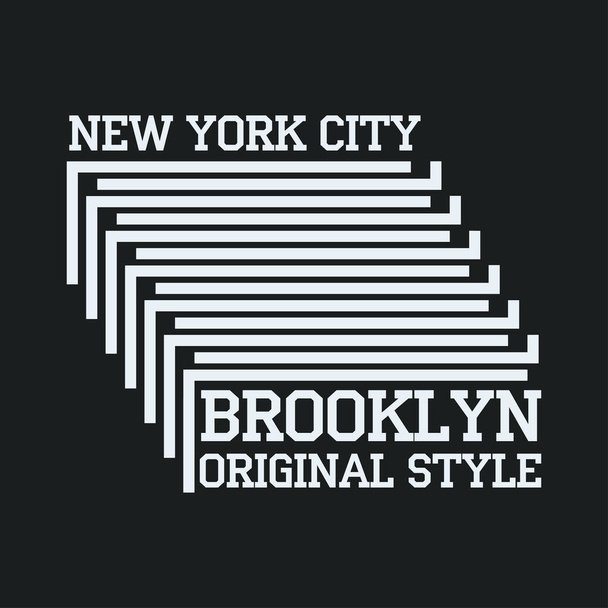 t シャツ ニューヨーク ブルックリン、スポーツウェア、スポーツ タイポグラフィ エンブレム、t シャツ スタンプ グラフィックス、ヴィンテージ t シャツ印刷、アスレチック アパレル デザイン - 写真・画像