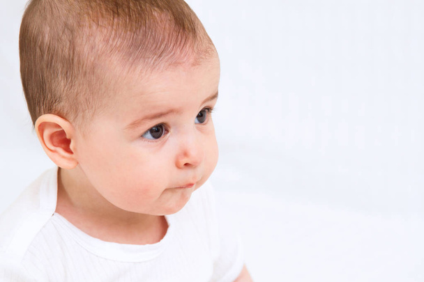 Beautiful baby portrait on white background - Zdjęcie, obraz