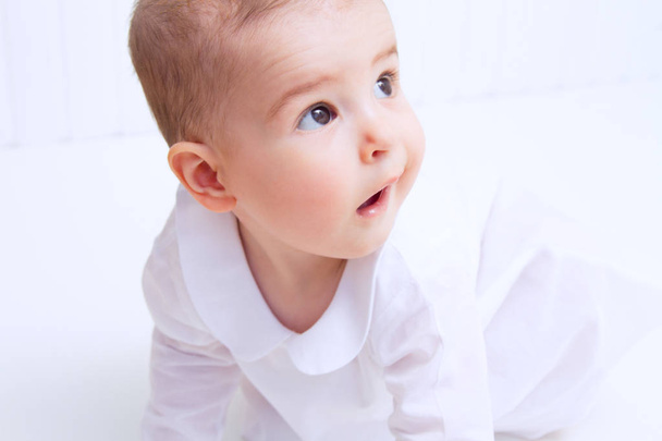 Beautiful baby portrait on white background - Фото, изображение
