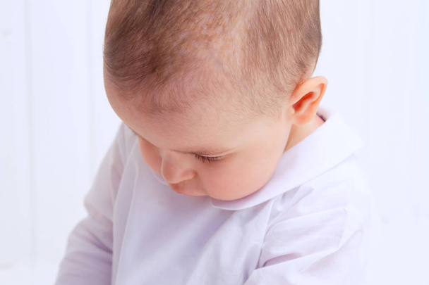 Beautiful baby portrait on white background - Fotografie, Obrázek