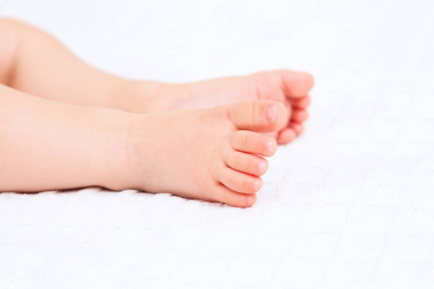 Close up of baby feet isolated on white background - Photo, Image