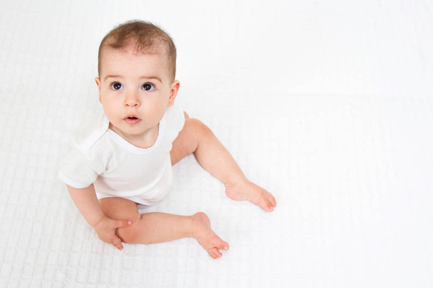 Beautiful cute baby on white background - Photo, Image