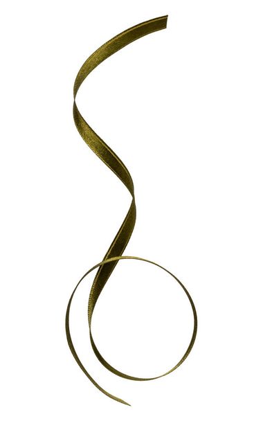 Shiny satin ribbon in green color isolated on white background. Ribbon image for decoration design. - Valokuva, kuva