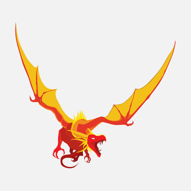 Létající drak, symbol zvěrokruhu, firemní logo, emblém drak vektorové, plochý - Vektor, obrázek