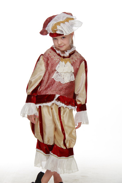 Girl with carnival costume musketeer. - Foto, Bild