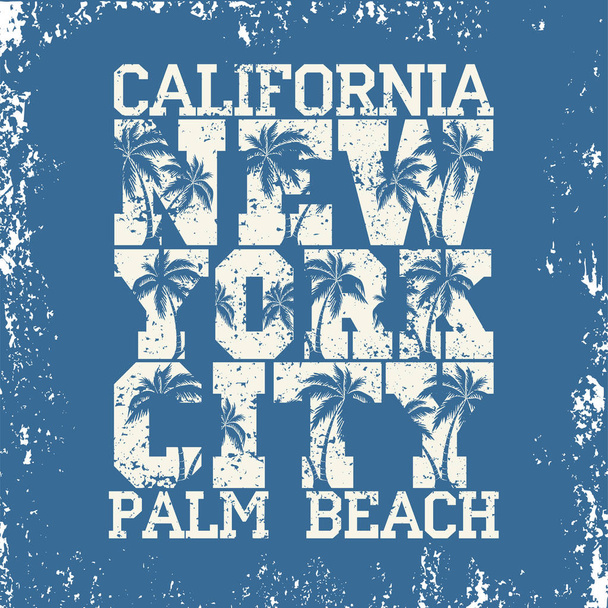 футболка Лос-Анджелес Каліфорнія , Спортивний одяг, спортивний серфінг типографічна емблема, графіка футболок, вінтажний трійник, дизайн спортивного одягу
 - Вектор, зображення