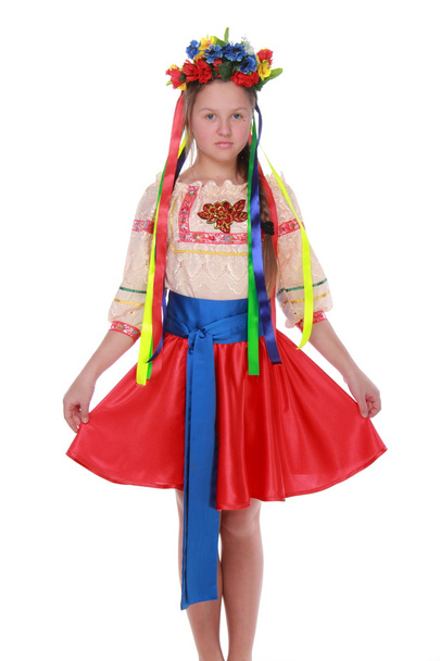 Girl in traditional ukrainian costume - 写真・画像
