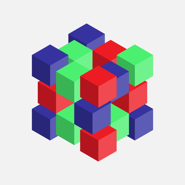 imagen abstracta con cubos, cubos de colores, composición 3d, imagen vectorial
 - Vector, imagen