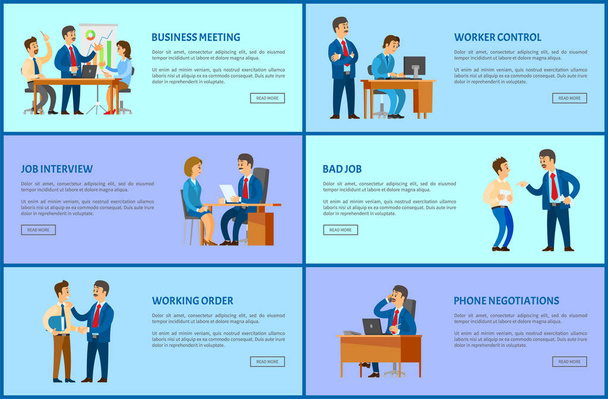 Boss and Employee Relationships Pages. Office Work - Vector, Image